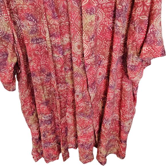 Catherines Kimono Plus Size Open Front Kimono Plus Size Floral Kimono 3X Red - Picture 3 of 7
